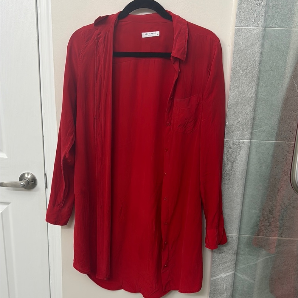 Equipment Red Long Sleeve Dress